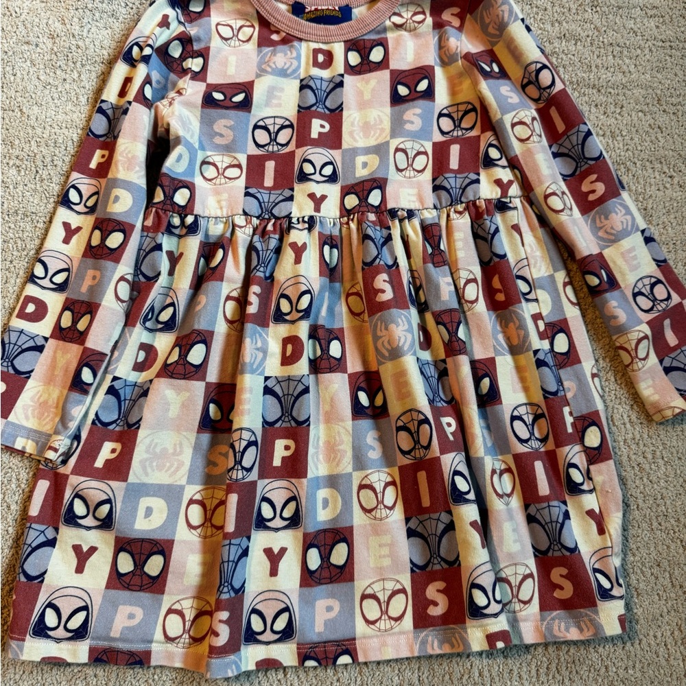 Kids Spider-Themed Long Sleeve Dress